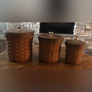 Longaberger Basket Kitchen Canisters (set of 3).  Please review pics